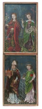 Zadná strana krídla hore: Sv. Dorota a Sv. Margit, dole: Sv. Wolfgang a Sv. Vavrinec, stav po odstránení premalieb a vyčistení.
Zadná strana krídla hore: Sv. Dorota a Sv. Margit, dole: Sv. Wolfgang a Sv. Vavrinec, stav po odstránení premalieb a vyčistení.